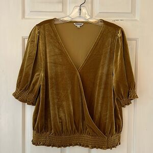 Madewell Velvet Smocked Crossover top. Size large.  Golden velvet.